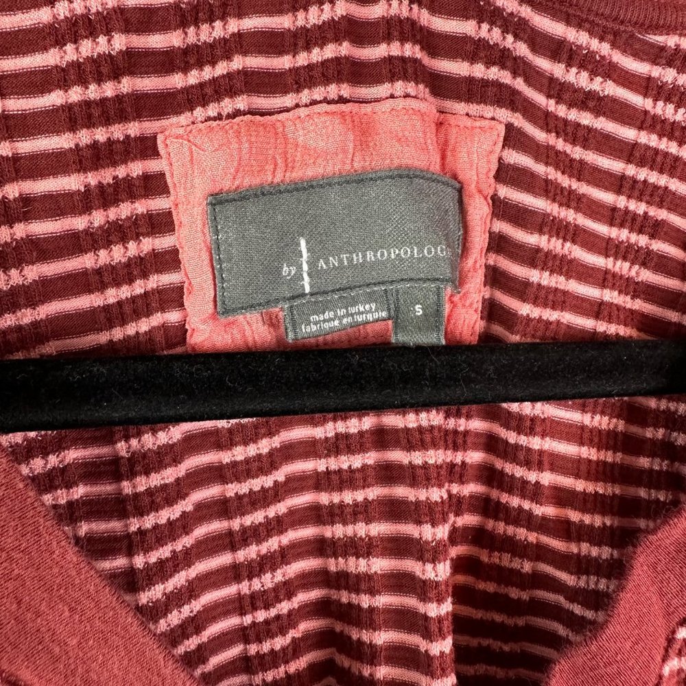 Anthropologie Hannah striped knit top burgundy stripe v-neck size small - Picture 4 of 4